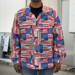 Abstract American Flag Print Men's Shirt Jacket