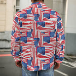 Abstract American Flag Print Men's Shirt Jacket