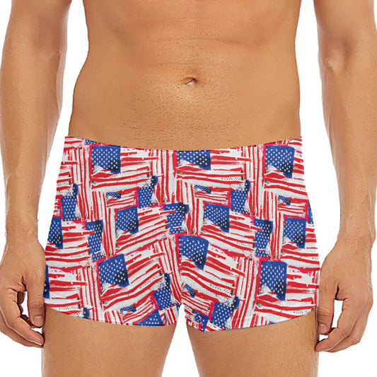 Abstract American Flag Print Men's Short Boxer Briefs