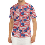 Abstract American Flag Print Men's Short Sleeve Rash Guard