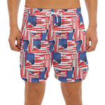 Abstract American Flag Print Men's Split Running Shorts