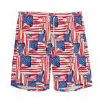 Abstract American Flag Print Men's Sports Shorts
