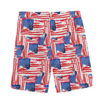 Abstract American Flag Print Men's Sports Shorts