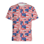 Abstract American Flag Print Men's Sports T-Shirt