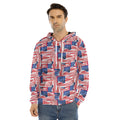 Abstract American Flag Print Men's Velvet Pullover Hoodie