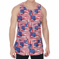 Abstract American Flag Print Men's Velvet Tank Top
