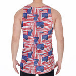 Abstract American Flag Print Men's Velvet Tank Top