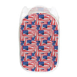 Abstract American Flag Print Mesh Laundry Hamper