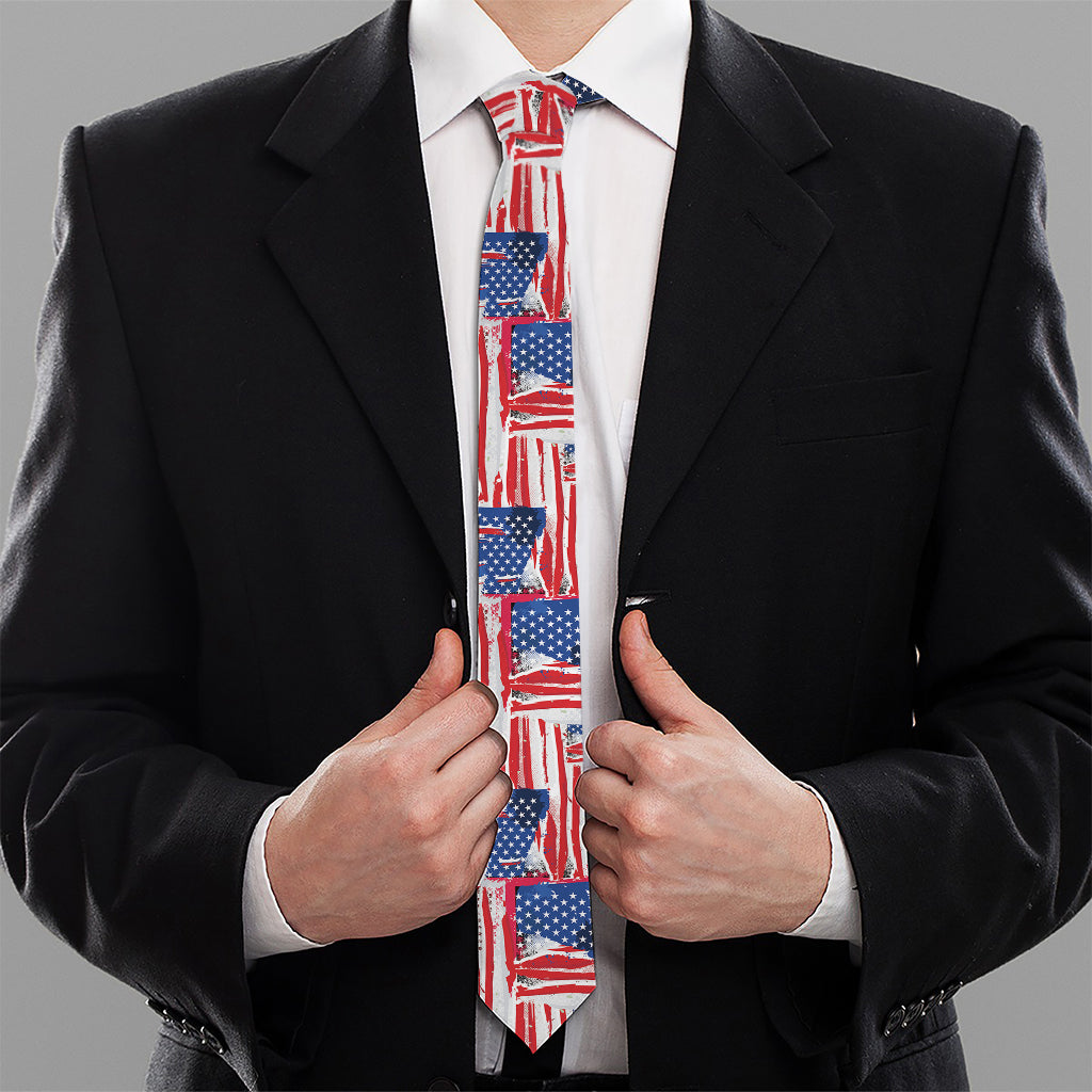 Abstract American Flag Print Necktie