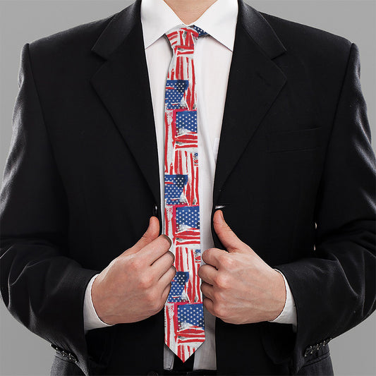 Abstract American Flag Print Necktie