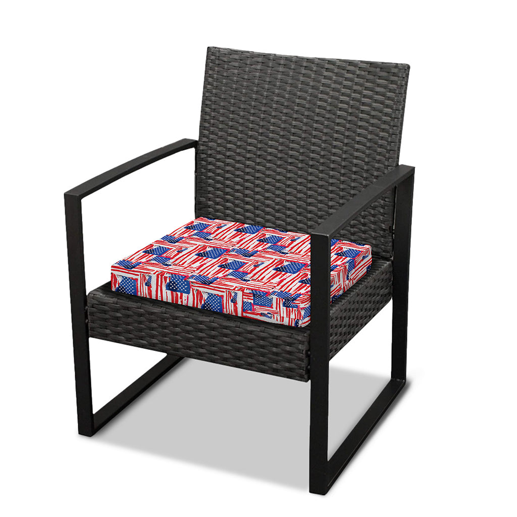 Abstract American Flag Print Outdoor Seat Cushion Cover