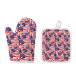 Abstract American Flag Print Oven Mitt And Pot Holder Set