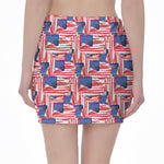 Abstract American Flag Print Pencil Mini Skirt