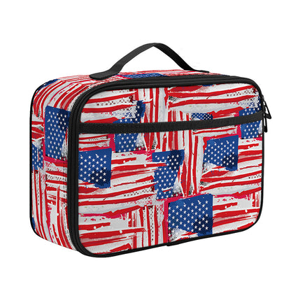 Abstract American Flag Print Portable Lunch Bag