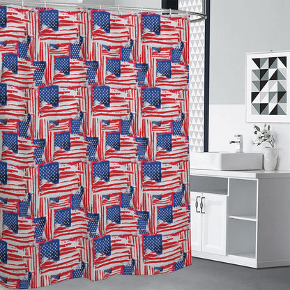 Abstract American Flag Print Premium Shower Curtain