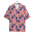 Abstract American Flag Print Rayon Hawaiian Shirt