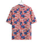 Abstract American Flag Print Rayon Hawaiian Shirt