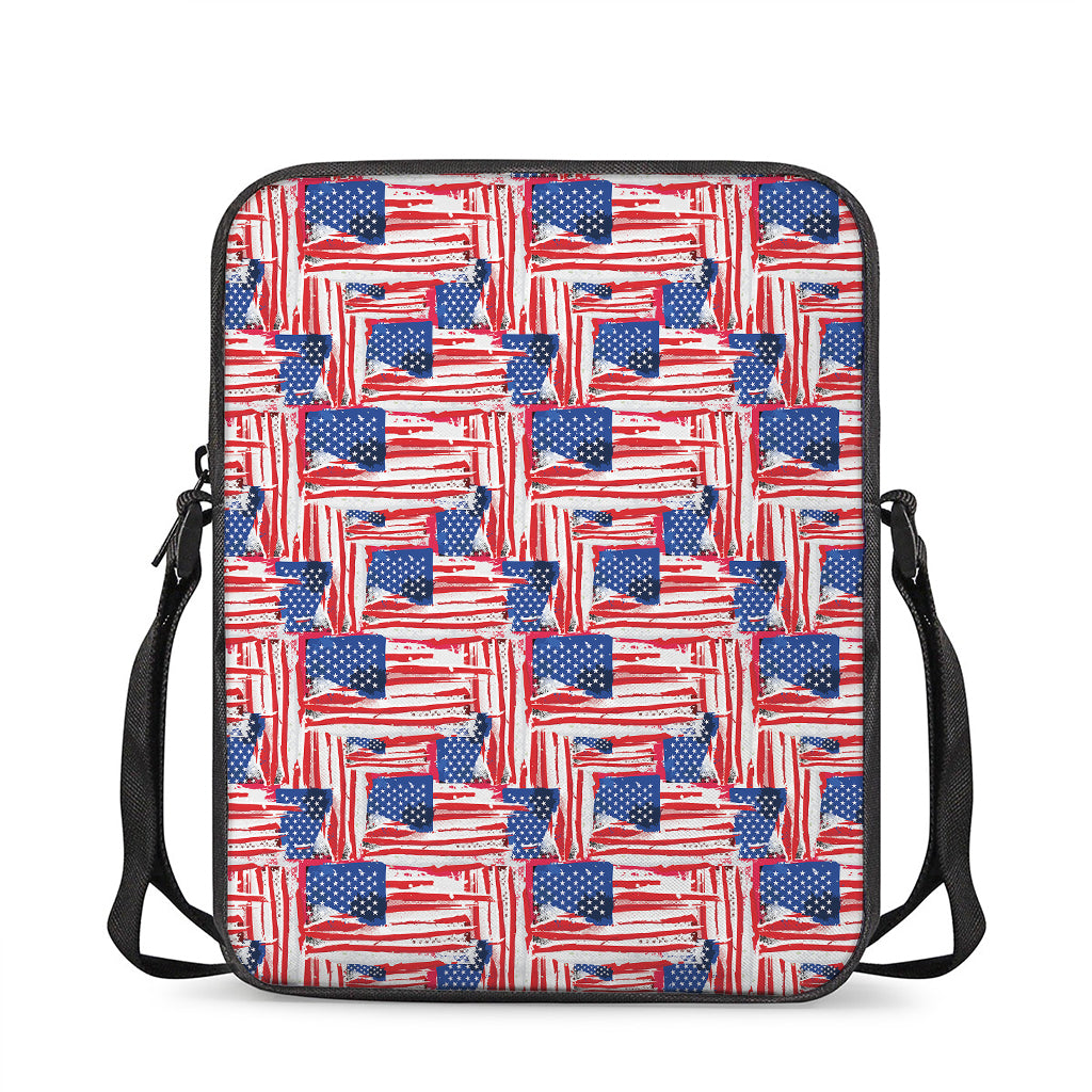 Abstract American Flag Print Rectangular Crossbody Bag