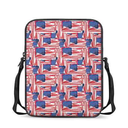 Abstract American Flag Print Rectangular Crossbody Bag