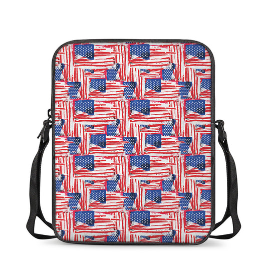 Abstract American Flag Print Rectangular Crossbody Bag
