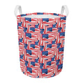 Abstract American Flag Print Round Laundry Basket