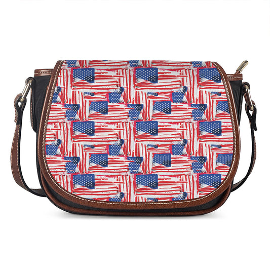 Abstract American Flag Print Saddle Bag
