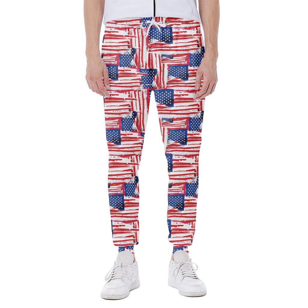 Abstract American Flag Print Scuba Joggers