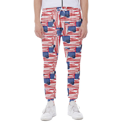 Abstract American Flag Print Scuba Joggers