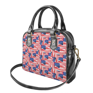 Abstract American Flag Print Shoulder Handbag