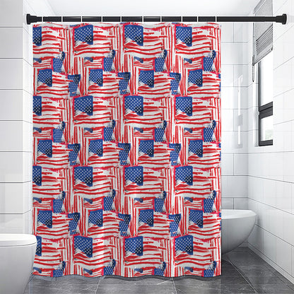 Abstract American Flag Print Shower Curtain