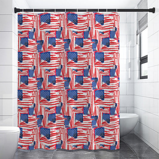Abstract American Flag Print Shower Curtain