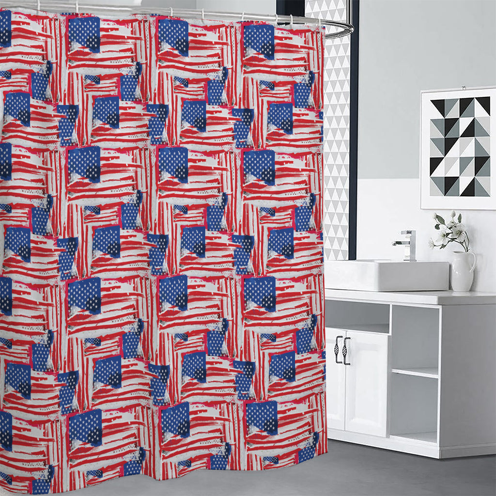 Abstract American Flag Print Shower Curtain
