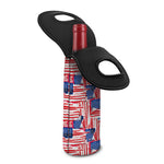 Abstract American Flag Print Single Neoprene Wine Tote