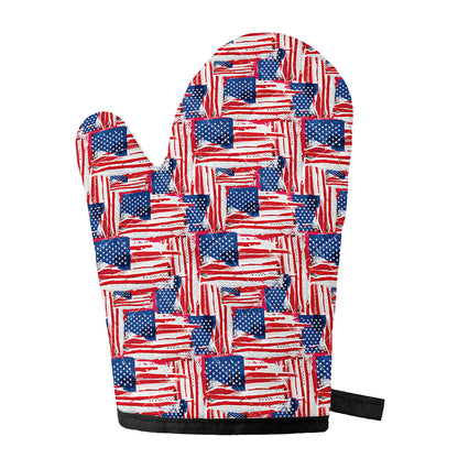 Abstract American Flag Print Single Oven Mitt