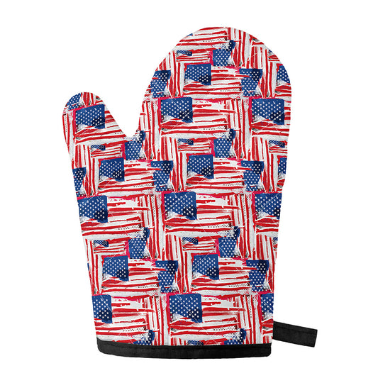 Abstract American Flag Print Single Oven Mitt