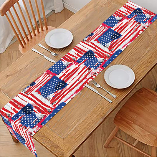 Abstract American Flag Print Table Runner