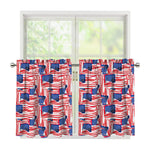 Abstract American Flag Print Tier Curtains