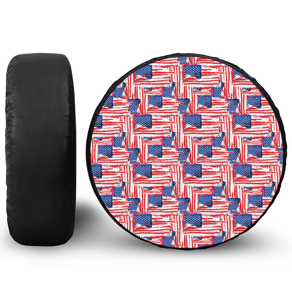Abstract American Flag Print Tire Cover