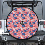 Abstract American Flag Print Tire Cover With Camera Hole
