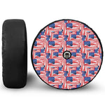 Abstract American Flag Print Tire Cover With Camera Hole