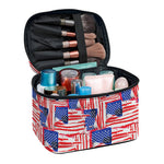 Abstract American Flag Print Travel Makeup Bag