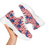 Abstract American Flag Print White Chunky Shoes