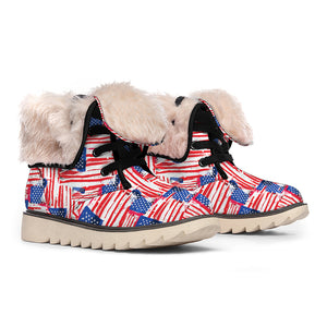 Abstract American Flag Print Winter Boots