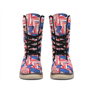 Abstract American Flag Print Winter Boots