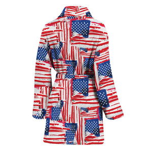 Abstract American Flag Print Women's Bathrobe