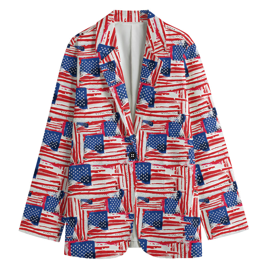 Abstract American Flag Print Women's Blazer