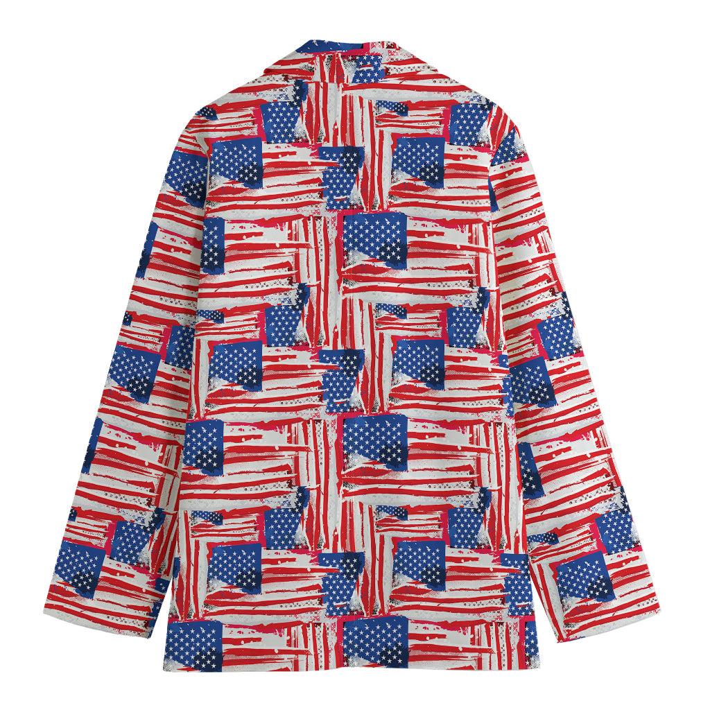 Abstract American Flag Print Women's Blazer