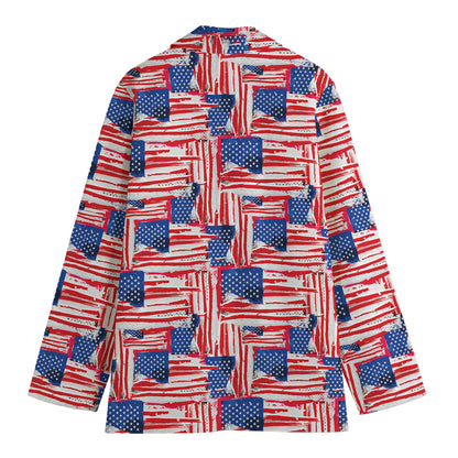 Abstract American Flag Print Women's Blazer