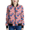 Abstract American Flag Print Women's Bomber Jacket