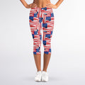 Abstract American Flag Print Women's Capri Leggings